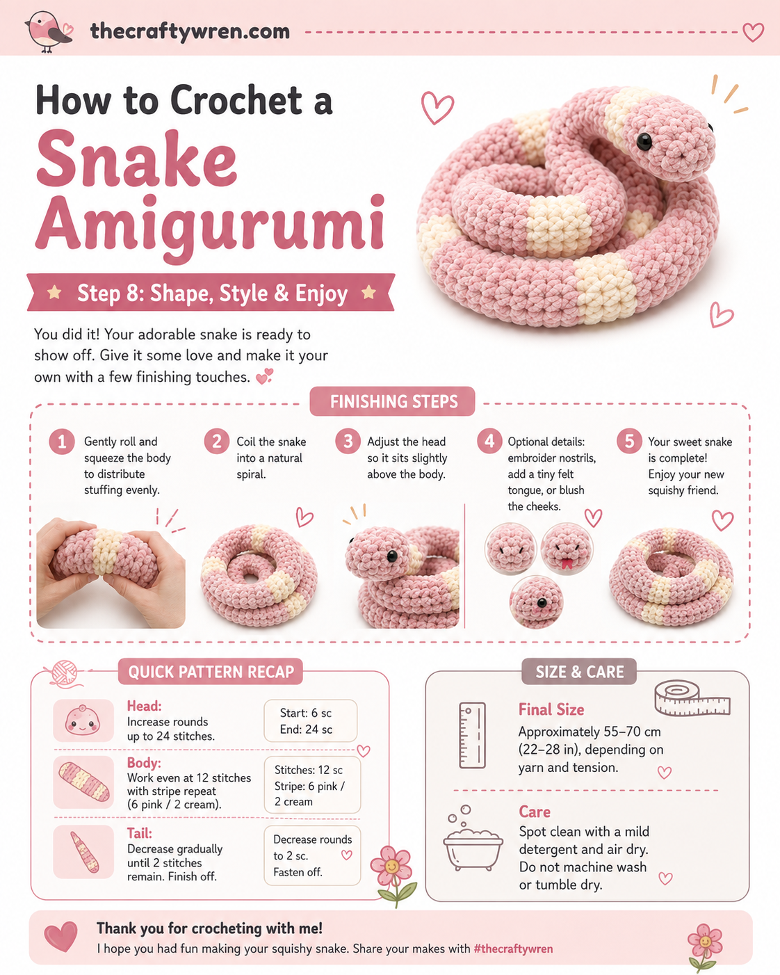 How To Crochet A Snake Amigurumi - A Squishy Beginner