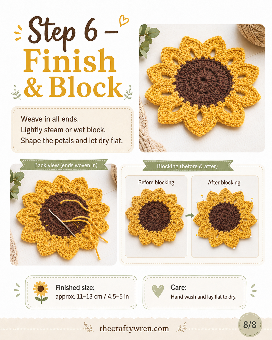 Crochet Sunflower Coaster - A Cheerful Step - By - Step