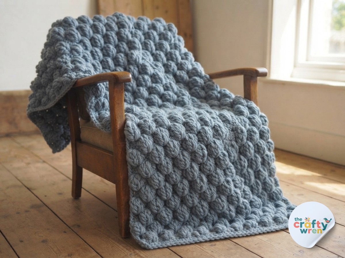 Easy Textured Crochet Blanket - A Puff Stitch Flower Throw