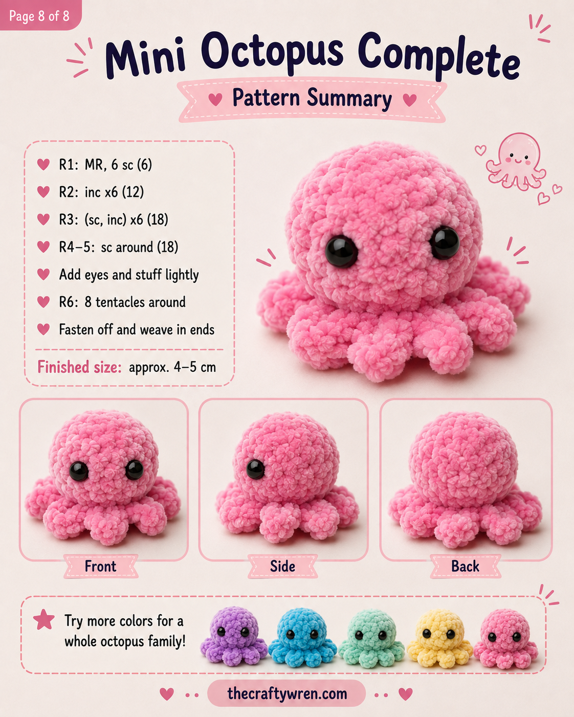 Mini Octopus Crochet Tutorial - A Tiny Amigurumi Friend In