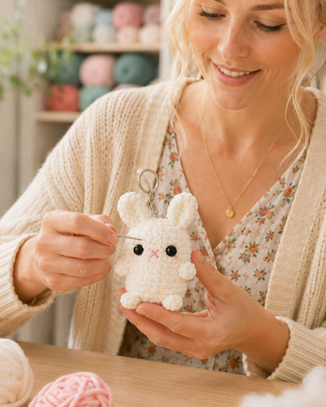 No - Sew Mini Bunny Keychain Amigurumi - A Beginner -