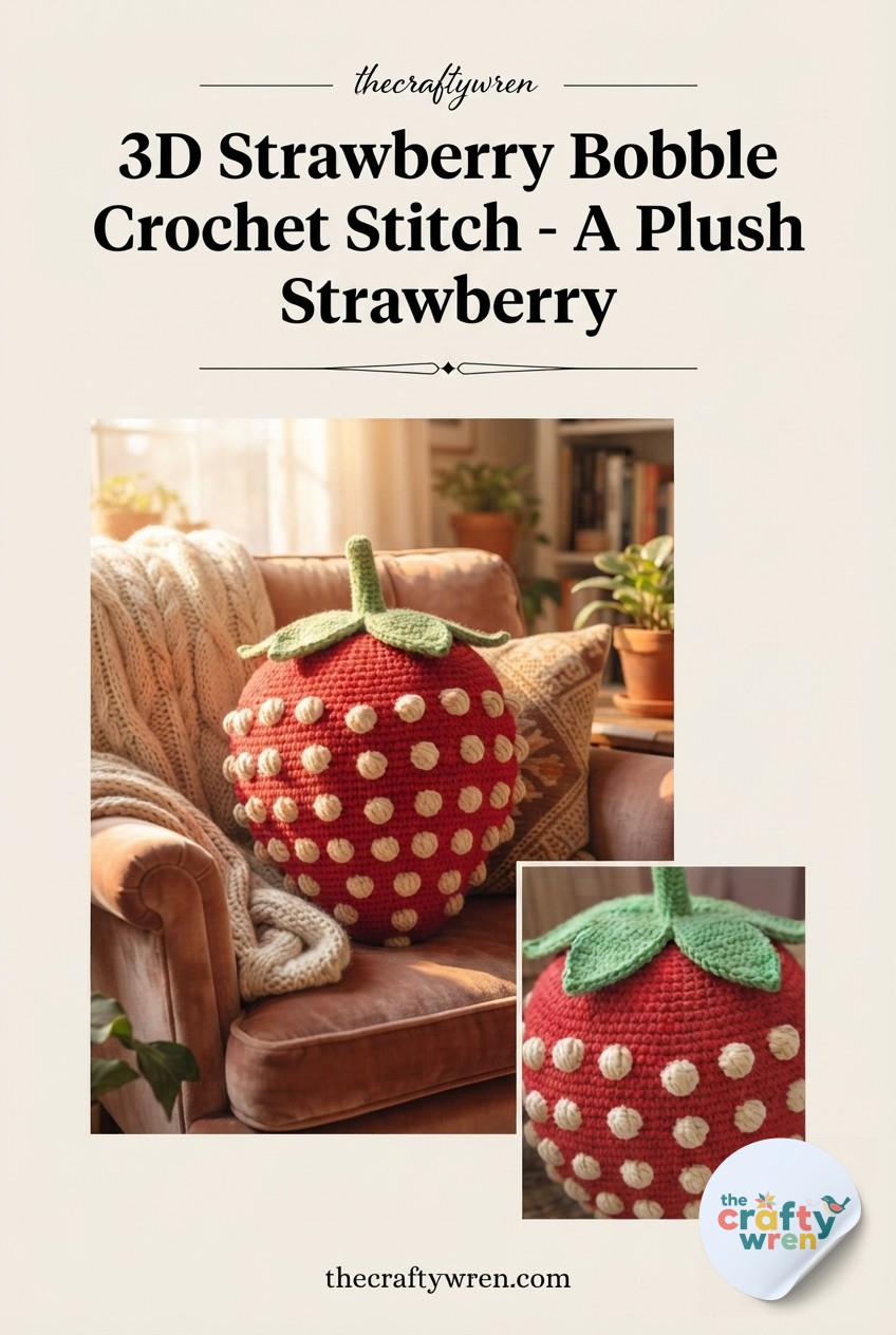 3D Strawberry Bobble Crochet Stitch - A Plush Strawberry
