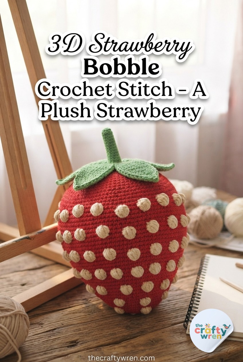 3D Strawberry Bobble Crochet Stitch - A Plush Strawberry