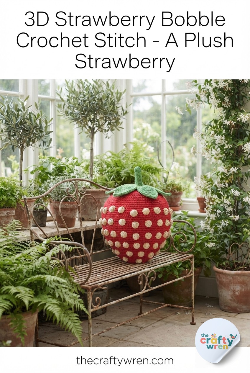 3D Strawberry Bobble Crochet Stitch - A Plush Strawberry