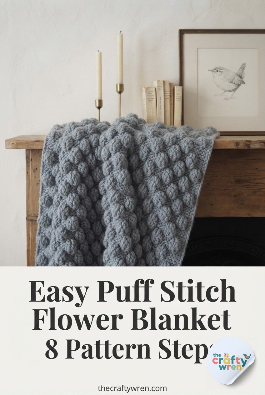 Easy Puff Stitch Flower Blanket 8 Pattern Steps