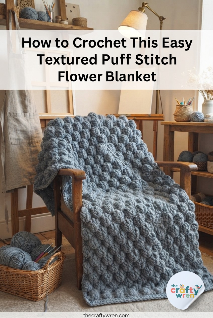 How to Crochet This Easy Textured Puff Stitch Flower Blanket