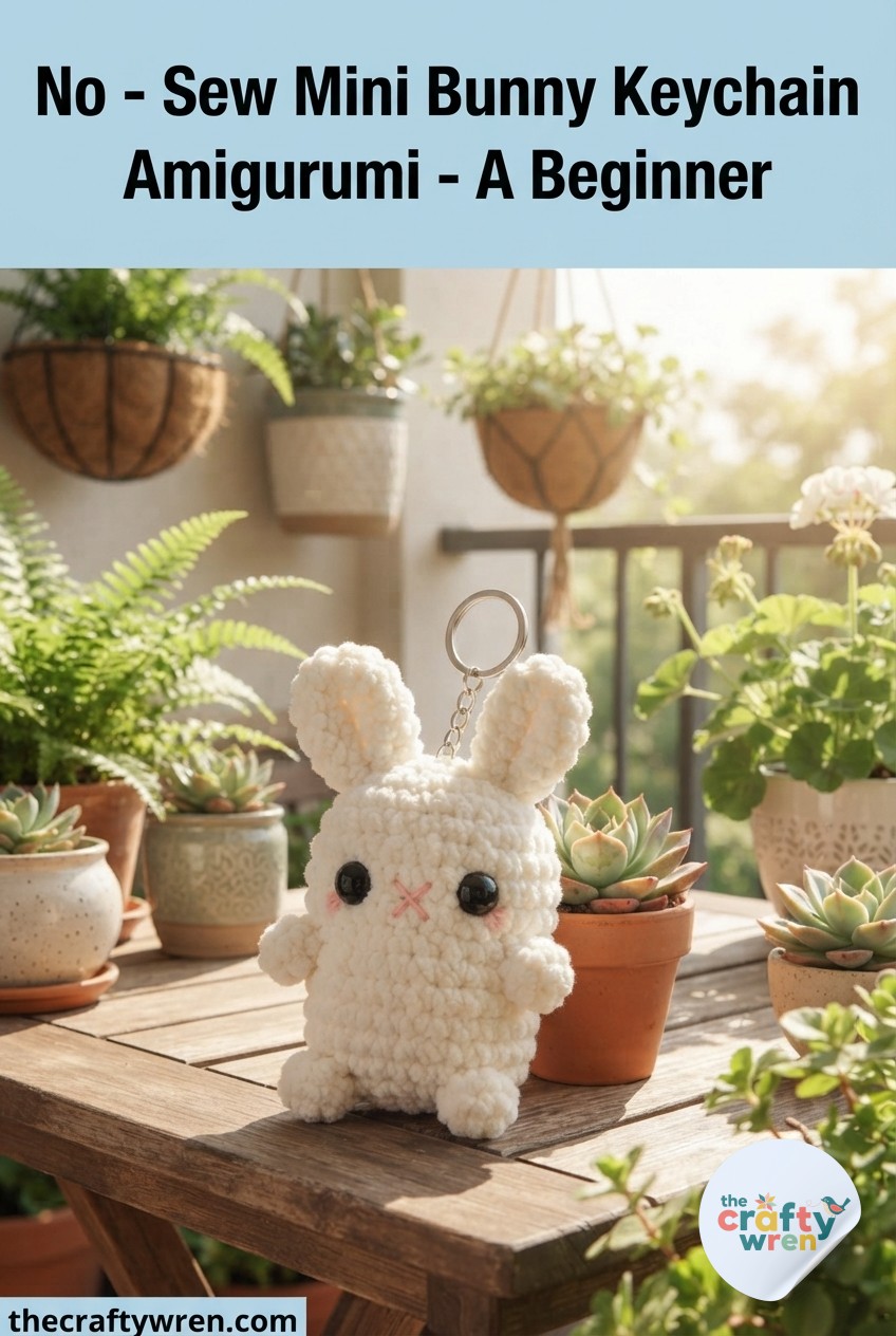 No - Sew Mini Bunny Keychain Amigurumi - A Beginner