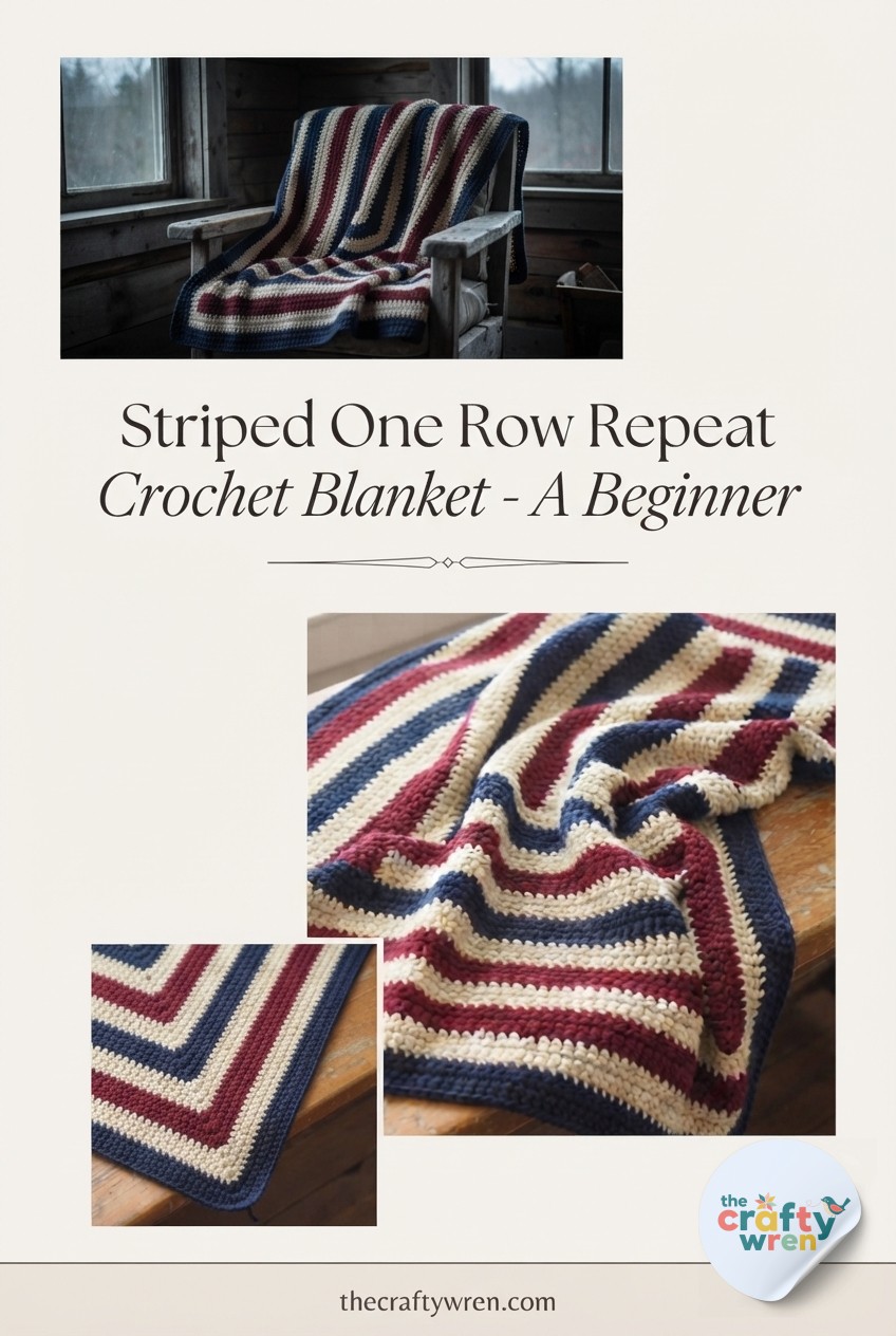 Striped One Row Repeat Crochet Blanket - A Beginner -