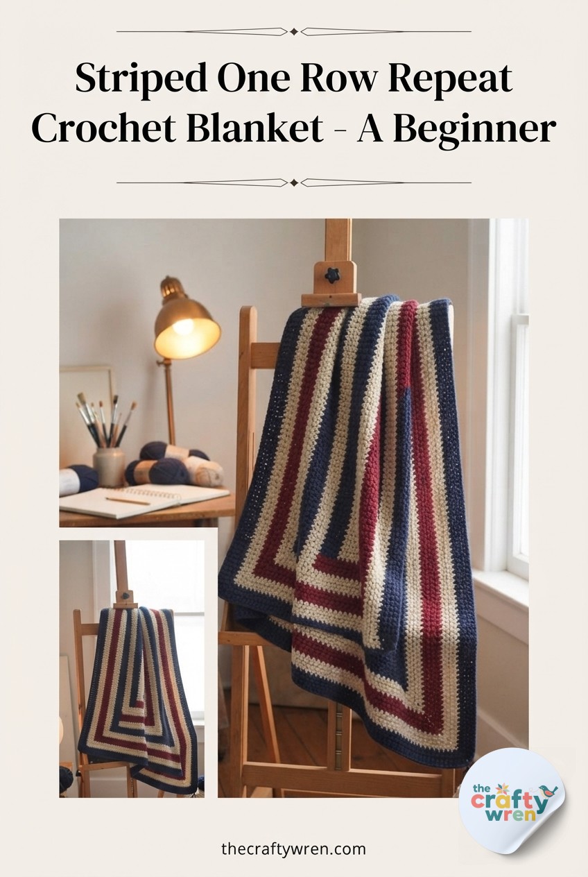 Striped One Row Repeat Crochet Blanket - A Beginner -