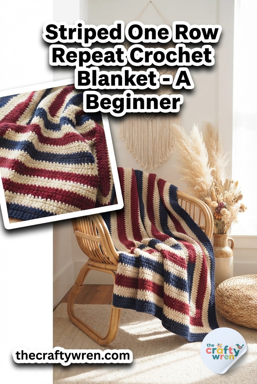 Striped One Row Repeat Crochet Blanket - A Beginner -
